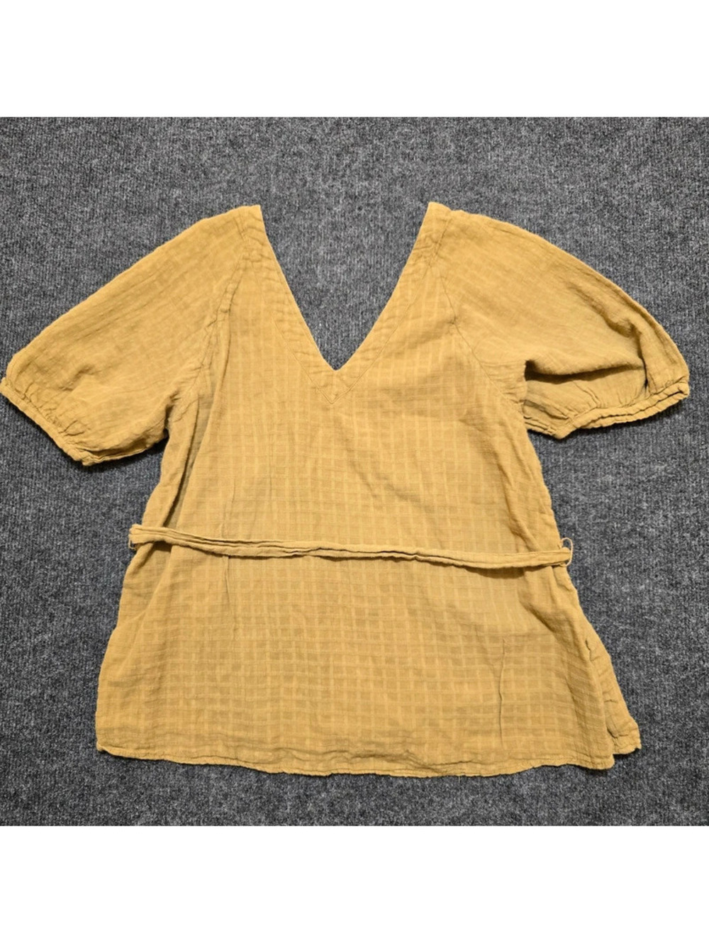 Banana Republic Gauze Peasant Blouse Small V Neck Puff Sleeve Belted